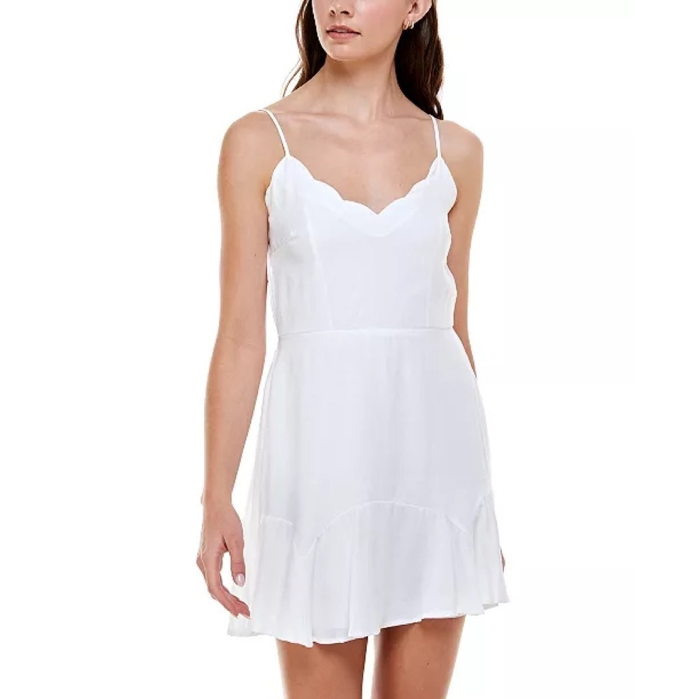 Trixxi Scalloped Fit & Flare Dress White